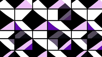 Geometric Abstract Pattern in Purple, Black, and White