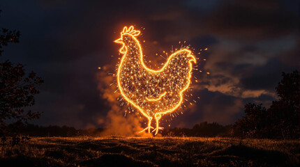 Chicken Fireworks Closeup Radiating the Festive Spirit of New Year's Eve and a Happy New Year Celebration