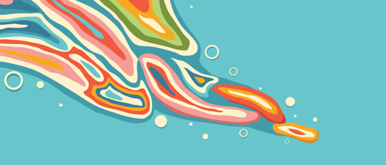 Summer background with colorful liquid abstract shapes.