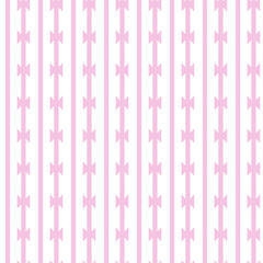 Cute pattern with pink lines and bow on a white background. Geometric ornament with pastel colors for print, invitations, greeting cards, decor, wallpapers and contemporary projects.
