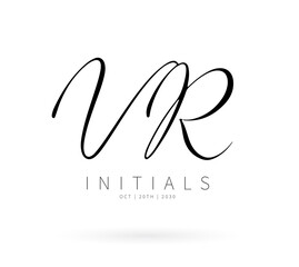 VR Monogram logo, Minimalist Typographic Line Monogram Logo, VR Wedding monogram logo