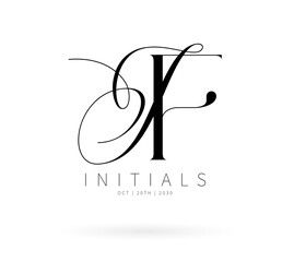 IF Monogram logo, Minimalist Typographic Line Monogram Logo, IF Wedding monogram logo