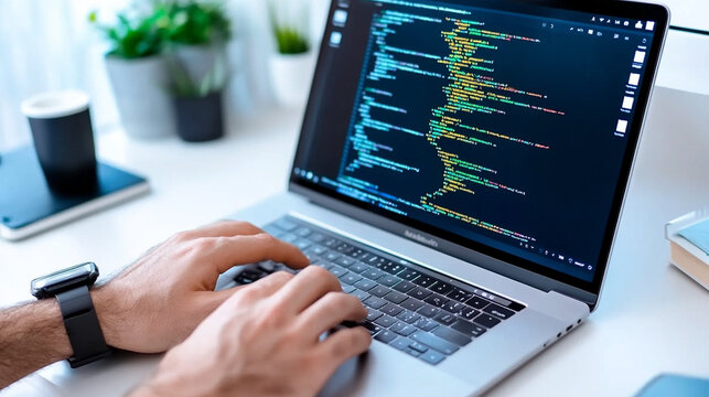 Developer Working on Code at a Modern Workspace During Daylight Hours