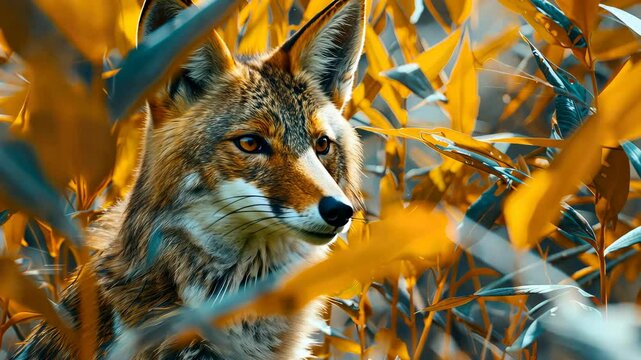 Portrait of a jackal in nature. Selective focus. animal.