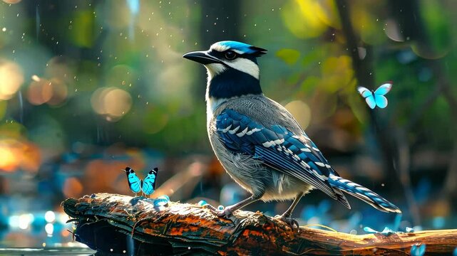 bird jay on a tree branch. Selective focus. animal.