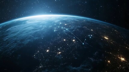 Fototapeta premium Global Network: Earth's Interconnectedness from Space