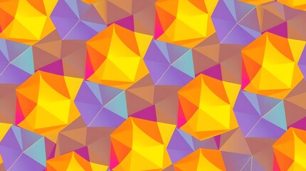 Abstract Geometric Pattern:  Vibrant, colorful, geometric abstract pattern with purple, orange, yellow, and blue hues.