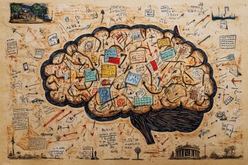 Fototapeta premium The Cluttered Mind Map, Attention Deficit/Hyperactivity Disorder ADHD