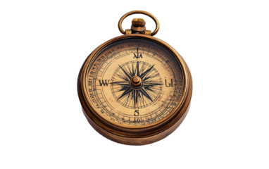 Antique Compass on transparent or white background,png