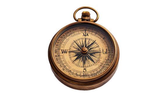 Antique Compass on transparent or white background,png