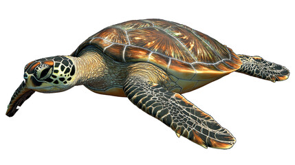 Obraz premium Green sea turtle gliding elegantly in vibrant marine habitat