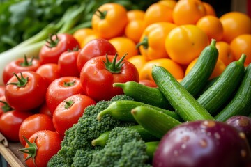 Fresh and Colorful Variety of Vegetables at Local Market Stall