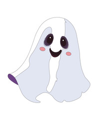 Cute Ghost Halloween Party Banner Design. Adorable Ghost Illustration for Halloween Party Banner. Charming Ghost Banner for Halloween Celebration. 