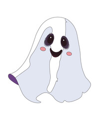 Cute Ghost Halloween Party Banner Design. Adorable Ghost Illustration for Halloween Party Banner. Charming Ghost Banner for Halloween Celebration. 