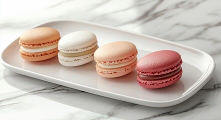 Obraz premium Colorful Macarons on a White Plate