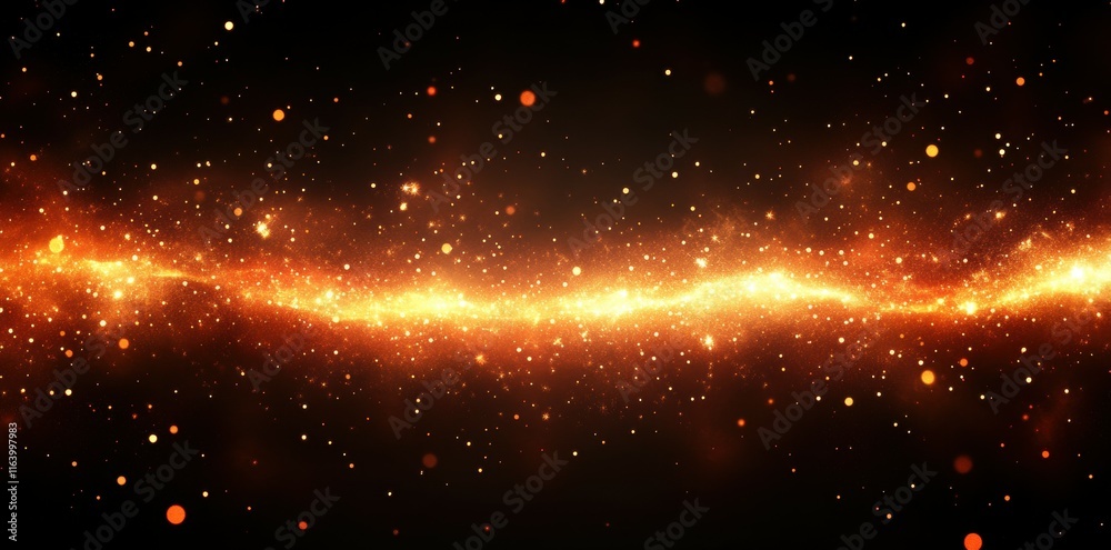 Aufkleber a vibrant cosmic scene filled with glowing particles and a luminous band of light.