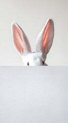 White bunny ears behind white board