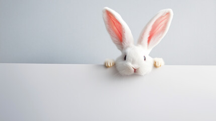White bunny ears behind white board