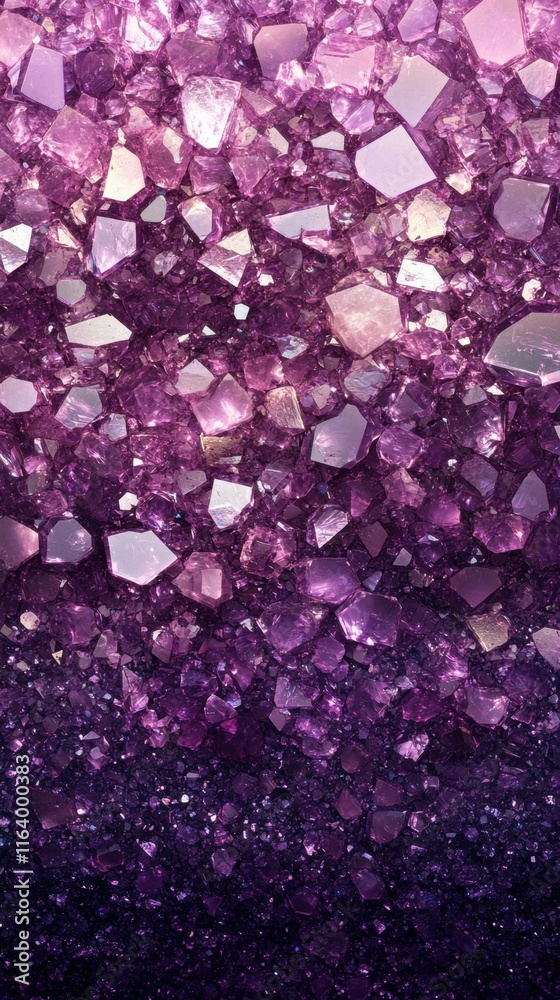 Aufkleber a close-up view of sparkling purple crystals with varying shapes and sizes.