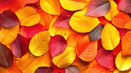 Obraz premium Vibrant Autumn Leaves in Rich Colors of Red Orange Yellow and Brown