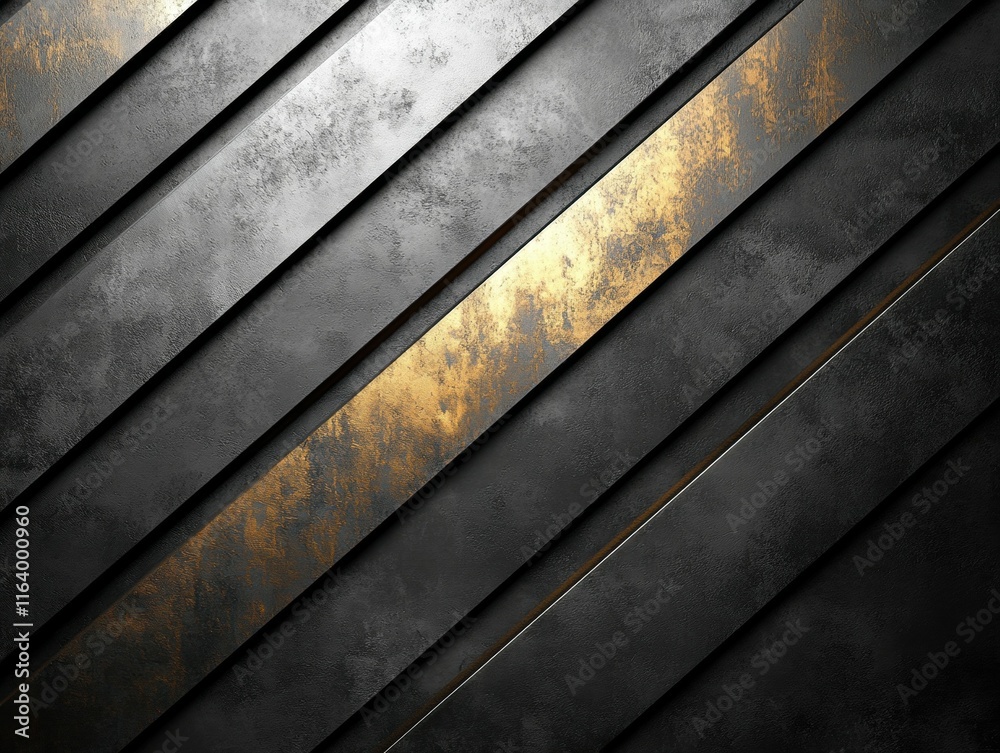 Poster Abstract design featuring diagonal metallic panels with a gold accent.
