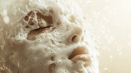 Obraz premium Serene Face Covered in Foam with Glowing Background Light