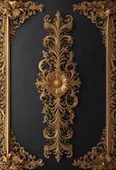 Obraz premium Classic border with gold filigree and floral patterns , border, antique, filigree