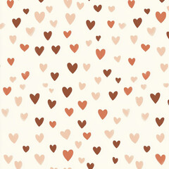 A pattern of small hearts in blush, red, and brown tones on pastel adds a chic touch for Valentine's, nursery, or wedding decor.