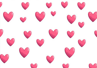 Vibrant red hearts on white in varying sizes form a versatile, romantic pattern for Valentine's print or digital projects.