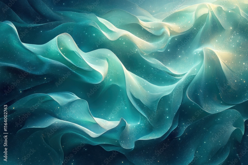 Aufkleber abstract waves of translucent colors create a serene, cosmic atmosphere.