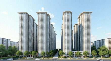 Obraz premium skyscrapers, city, building, skyline, skyscraper, architecture, urban, downtown, cityscape, sky, buildings, business, tower, construction, skyscrapers, view, singapore, office, day, apartment, chicago