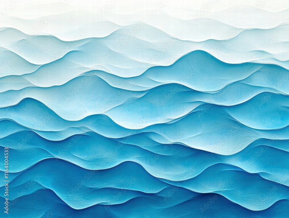Poster Abstract waves in shades of blue create a calming and serene visual effect.