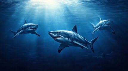 Naklejka premium Dramatic Deep Sea Predators in Ambient Light