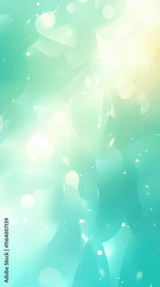 Poster a soft, abstract background featuring soothing teal and light hues with subtle sparkles.