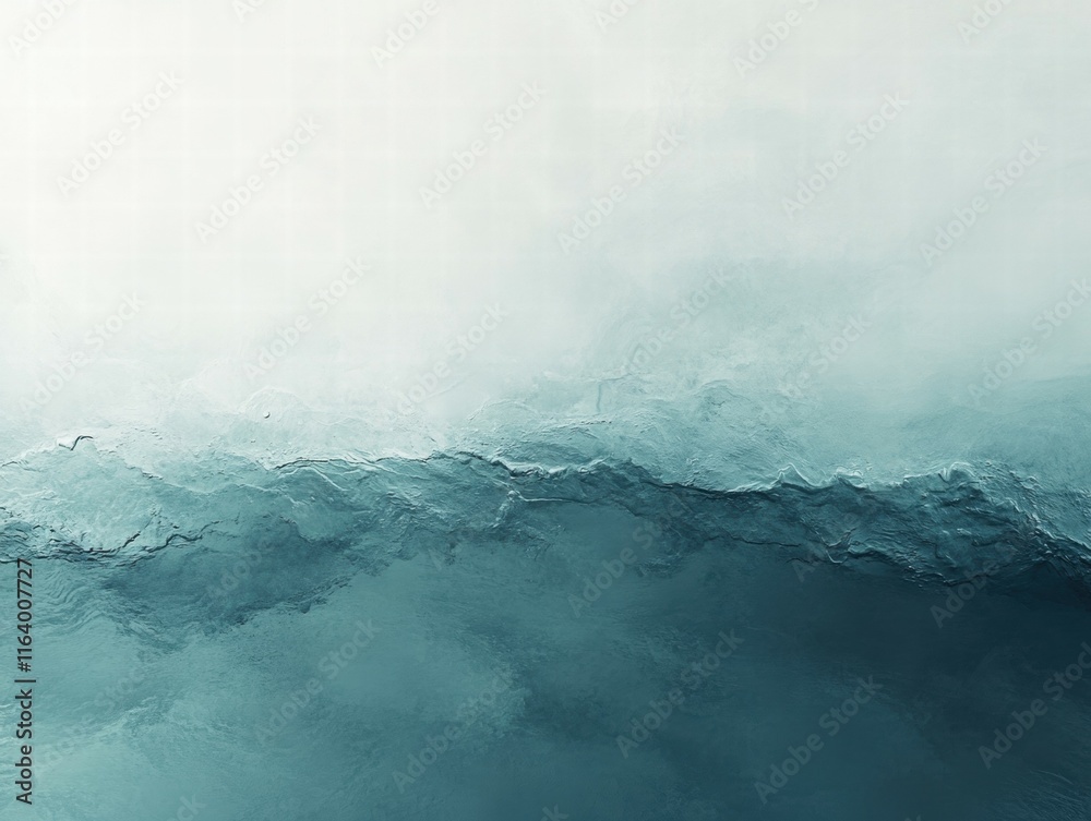 Poster abstract seascape with soft blue tones and gentle waves, evoking calmness and tranquility.