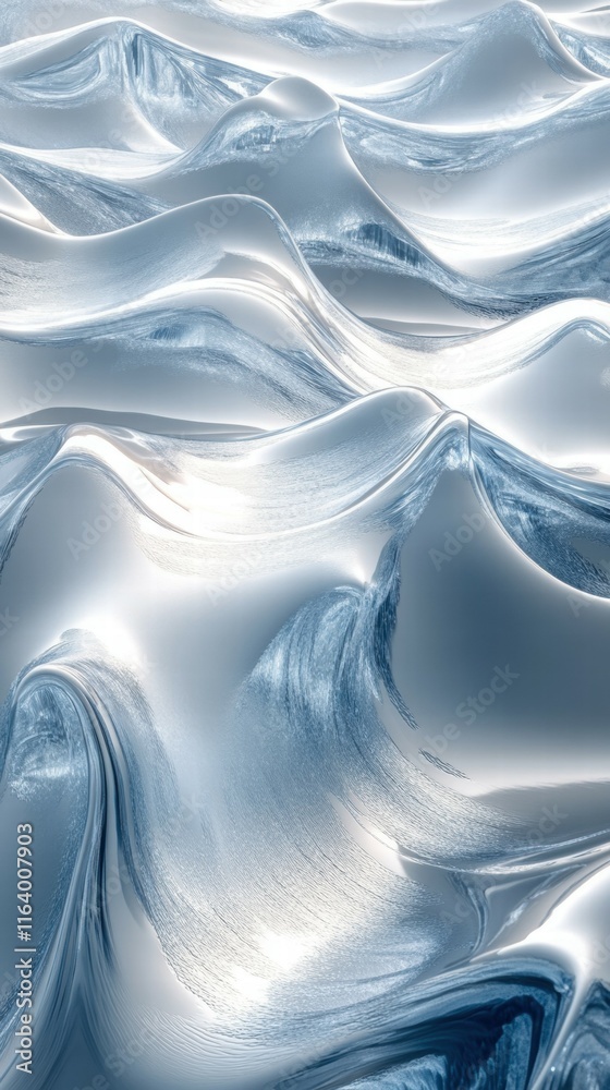 Poster Abstract image of flowing waves with a smooth, reflective surface.