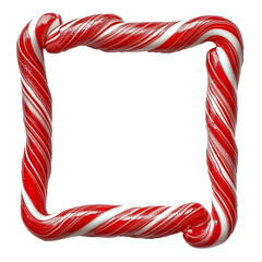 Fototapeta premium Festive Horizontal Frame Made of Red Candy Cane on a Crisp White Background