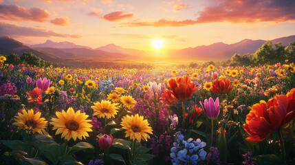 Morning Radiance: Flowers Embracing the First Light