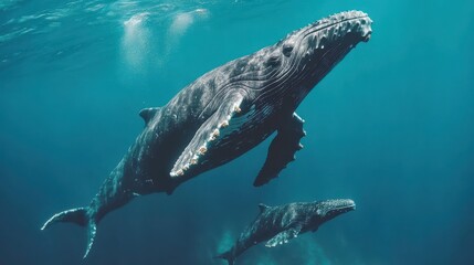 Obraz premium Majestic Mammals Swimming in Clear Serene Water