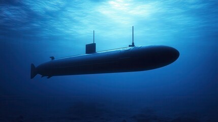 Fototapeta premium Mysterious Underwater Exploration Scene with Dim Lighting