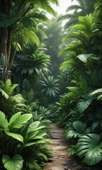 Obraz premium Forest of tropical leaves and greenery plant collection, plant species, greenery, flora