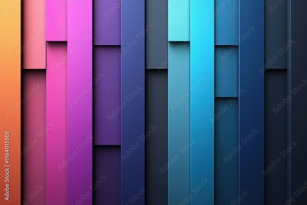 Poster Abstract geometric design with vibrant gradient colors and layered shapes.