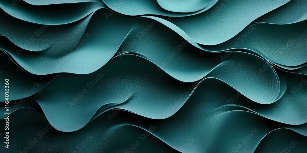 Poster Abstract waves of teal fabric create a dynamic, flowing texture.