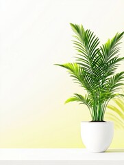 Obraz premium Potted palm plant in sunlit room minimalist decor indoor vibe