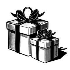 Christmas Silver Gift Boxes Black silhouette