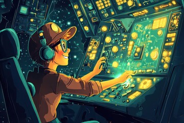 Whimsical Control Panel in Cartoon Style