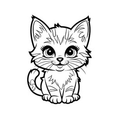 Obraz premium Cute Kitten Coloring Page, vector Illustration