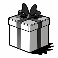 Christmas Silver Gift Boxes Black silhouette