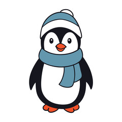 Adorable Winter Penguin with coloring Scarf.
