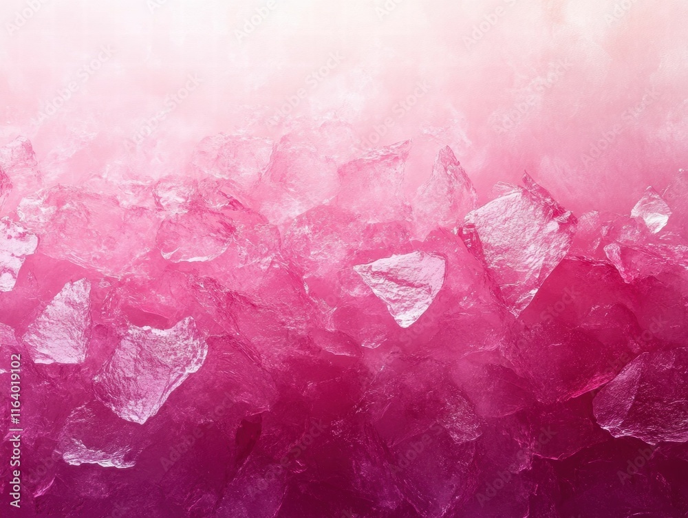 Poster A close-up of crushed ice with a gradient pink background, creating a refreshing aesthetic.